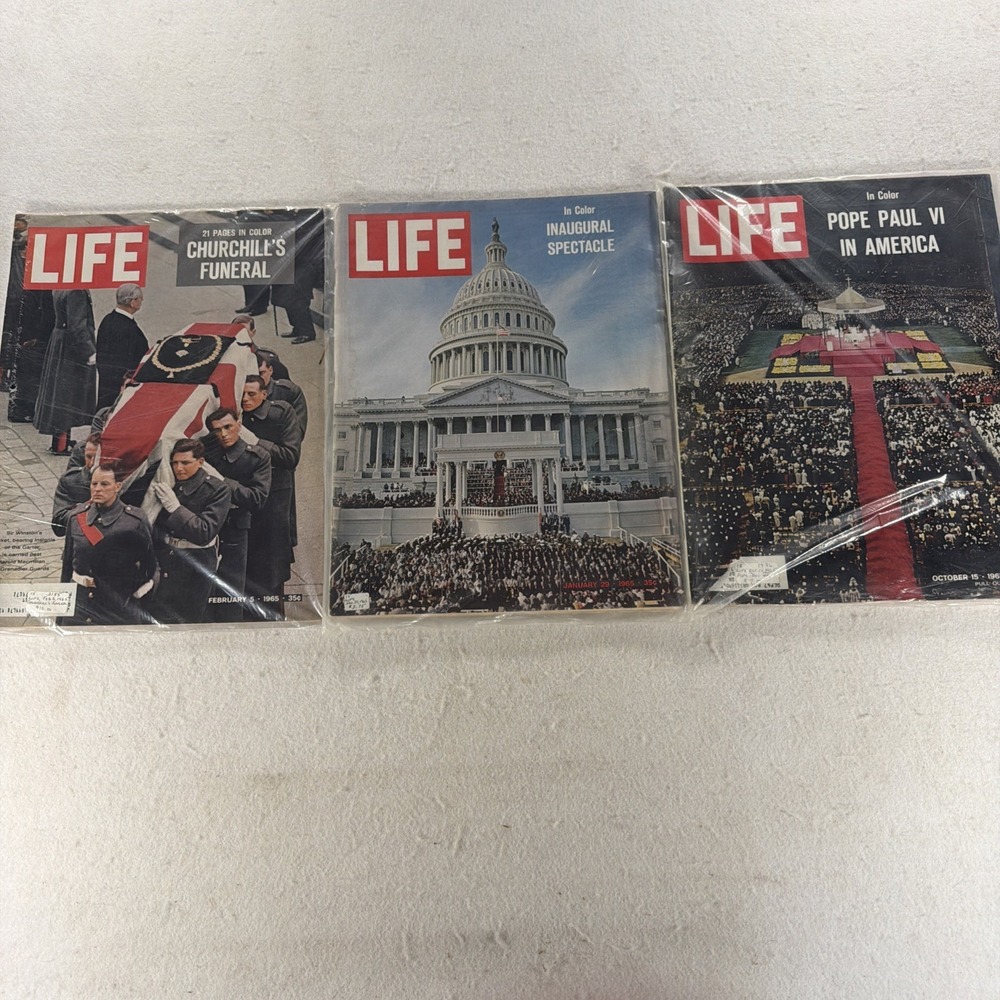 Vintage LIFE Magazines Lot of 3 1965 World Events Pope Paul VI Churchill